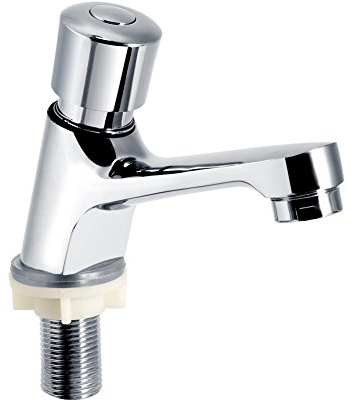 ViaGasaFamido Robinet temporisé chromé à fermeture automatique pour lavabo de cuisine, salle de bain, public