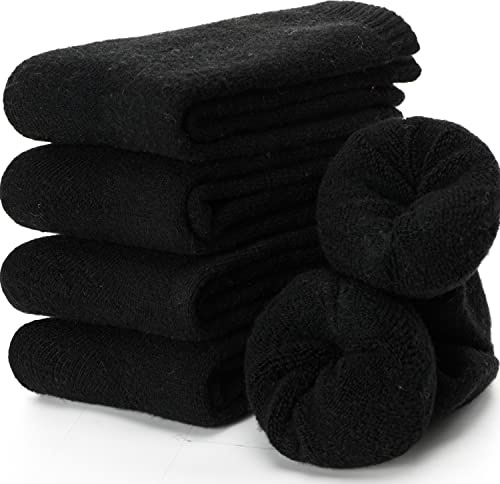 EBMORE Womens Merino Wool Thermal Socks Warm Winter Thick Walking Cosy Boot Crew Comfy Gift Work Hiking Socks for Ladies 5 Pairs(Black)