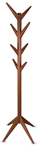 Staboos Massiver Garderobenständer Holz - Buchenholz Baum Garderobe mit Werkzeug - Jackenständer als Äste Garderobe - Standgarderobe (Nussbaum)