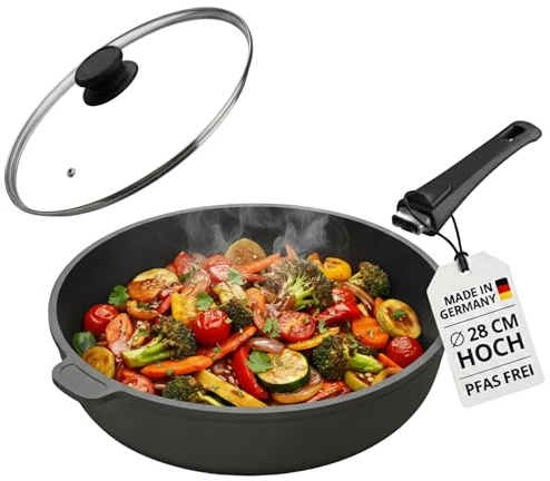 Lieblingspfanne Bratpfanne 28 cm Ø - hoher Rand 7 cm - Für alle Herdarten & Induktion - PFAS-frei mit 4D Antihaft-Veredelung - für krosses Anbraten & Röstaromen - 100 Tage testen - inkl. E-Book