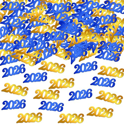 Graduation Confetti 2026 | Blue and Gold Confetti - Pack of 500 | Graduation Confetti for Table, 2026 Graduation Table Decorations, Graduation Table Decorations, KatchOn