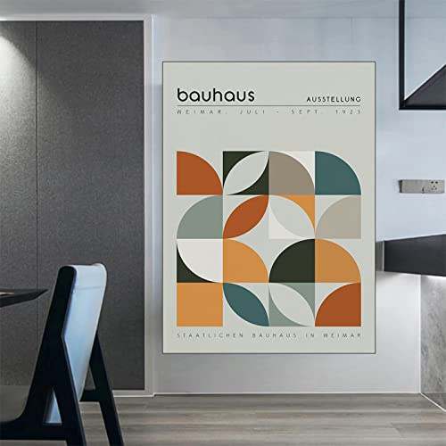 Hnyjyfa Abstrakte Linien Geometrie Wand Bilder Bauhaus Poster Museum Bild Modernes 1923 Ausstellungsposter Minimalistisches Gemäldewerk Deko Nordische Kunstdrucke 0221340,50x70cm/Ungerahmt