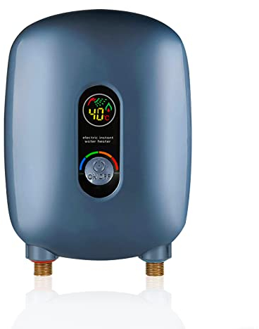 GDWD Calentador de agua eléctrico, 220 V, mini calentador de agua, 6500 W, sin depósito, sistema de agua caliente instantáneo para el cuarto de baño (azul)