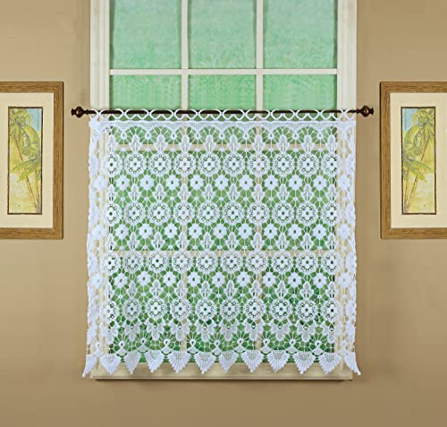 Today's Curtain Medallion Macramé Tier 36,White,35W x 36L