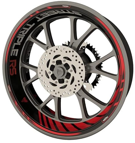 Confezione Completa di Adesivi per Cerchi Triumph Street Triple RS - Qualità Premium (Per 2 Cerchi) (Rosso)