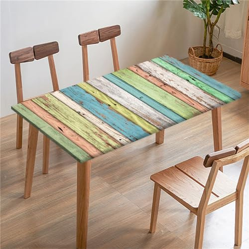 Morbuy Manteles Elasticos Mesa Rectangular, Impresión Tabla de Madera Mantel para Mesa de Jardin Exterior, Mantel Elástico Mesa Cuadrada Impermeable Antimanchas (80x80cm,Rayas)