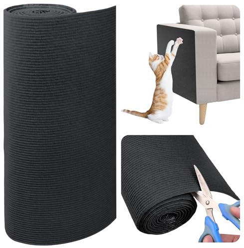 Vefhby 40 x 200cm Kratzmatte Selbstklebend Katze, DIY Trimmbare Kratzschutz Sofa Katze, Kratzbretter Kratzwand für Schützt Möbel und Couch Schutz(Dunkelgrau)