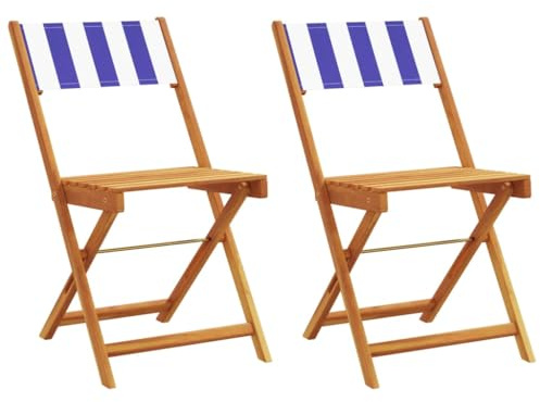 Homvdxl Klappstuhl Outdoor 2er Set Einfacher Holz Garten Esszimmerstuhl Bistrostühle mit Rückenlehne für Terrasse Terrasse Balkon 41x52,5x80cm - Blau