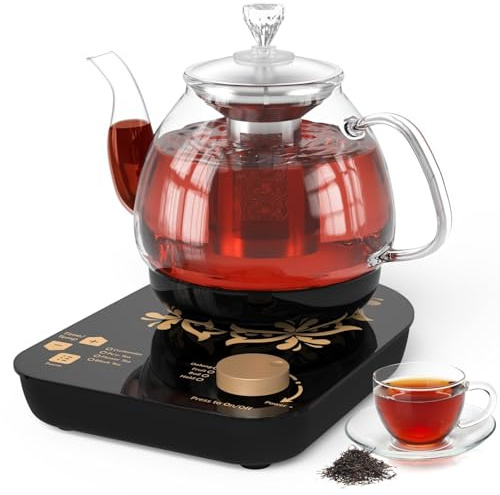 Tea Maker Electric Glass Kettle Dual Methods of Steaming and Brewing with Temperature and Timer Programs 800W 0.8 L capacity for get your favorite teas