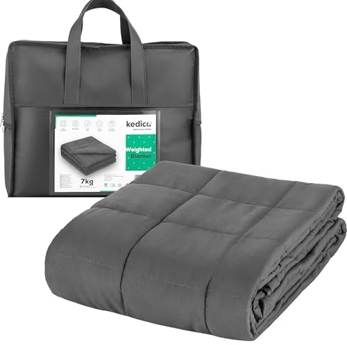 KEDICA Couverture Lestée Thérapeutique, 7 kg, Gris, Microfibre 7 Couches, 150x200 cm, Anti-Stress et Insomnie, avec Billes de Verre, Certifiée Oeko-TEX