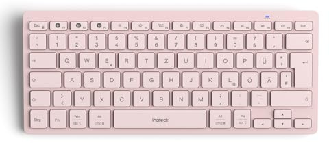 Inateck ultradünne Bluetooth-Tastatur, 3 Bluetooth Kanäle, ergonomisch | Große Tasten, kompatibel mit iPad, Windows, Android, iOS, QWERTZ