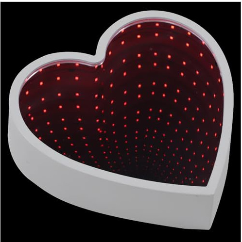 Veemoon Romantische LED Herz Tischlampe 3d tunnellampe mit Spiegel Effekt Energiesparendes Nachtlicht für Schlafzimmer Bar Wohnzimmer