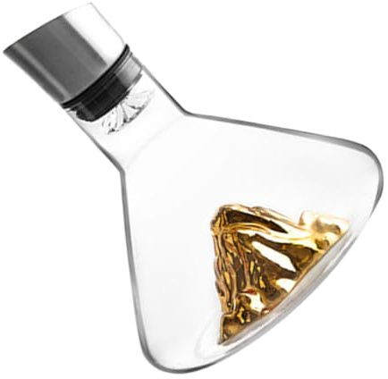 MOLUCKFU Decantador de Vino Cristal de Mano 1500 Ml Diseño Iceberg Dorado Portátil Rápido para Servir en Hogar y Eventos
