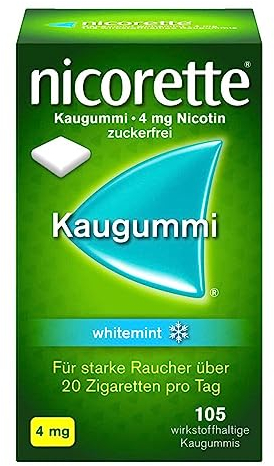 Nicorette 4 mg Nikotinkaugummi whitemint für Raucher zum Aufhören, zuckerfrei, 105 Stück