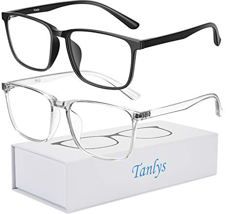 Tanlys 2 Pack Blue Light Blocking Glasses for Computer Eye Strain [Dry Eye & Sour Eye], Anti UV Reduce Headache Classic Bluelight Blocker Glasses Men Women