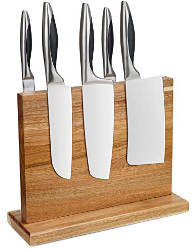 Tuevob Magnetic Knife Block Knives Storage Holder Double Side Magnet Magnetic Knife Board (Knives Not Included) Kitchen Cutlery Block with Anti Slip Pad Space Saver Magnetic Block Organiser