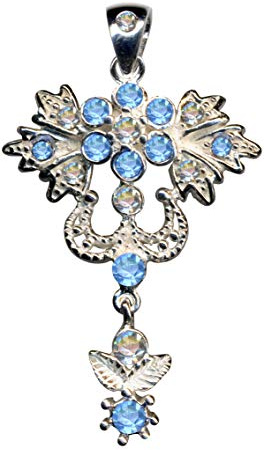 51015 - Ciondolo in argento 925 con zirconi/stile Liberty Design/colore pietra: bianco trasparente blu/moderno alla moda, Argento Sterling 925, zirconi, Zirconi cristallo strass