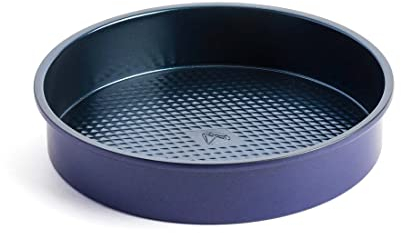 Blue Diamond Bakeware Molde redondo Antiadherente cerámico con infusión de diamante para tartas de 23 cm, fácil de desmoldar, apto para lavavajillas y congelador, sin PFAS, azul