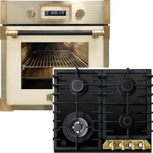 Kaiser Forno a pirolisi «EH 6427 ElfAD +KCG 6335 Em», forno a incasso a pirolisi, 73 l, vetro color elfebe, 60 cm+60 cm, vetro nero, retro da incasso, 3,8 kW WOK