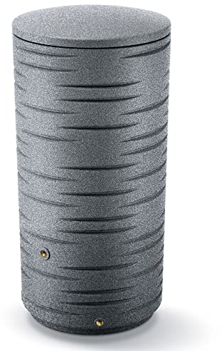 Regentonne Granitgrau Regenwassertank Savona 290 Liter aus UV- und witterungsbeständigem Material. Regenfass BZW. Regenwassertonne mit kindersicherem Deckel und hochwertigen Messinggewinde