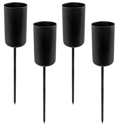 Lot de 4 bougeoirs pour bougies de table - Noir - Bougeoirs pour bougies à tige - Bougies pour l'Avent et composition de Noël