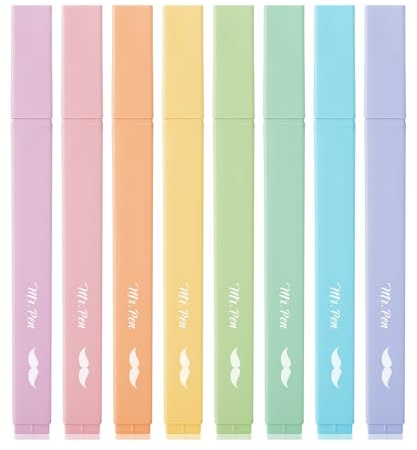Mr. Pen- Aesthetic Highlighters No Bleed, 8 Pack, Pastel Colors, Chisel Tip, Cute Highlighters Assorted Colors for Journaling, Highlighting, Underlining, Fast Dry, Back to School Supplies