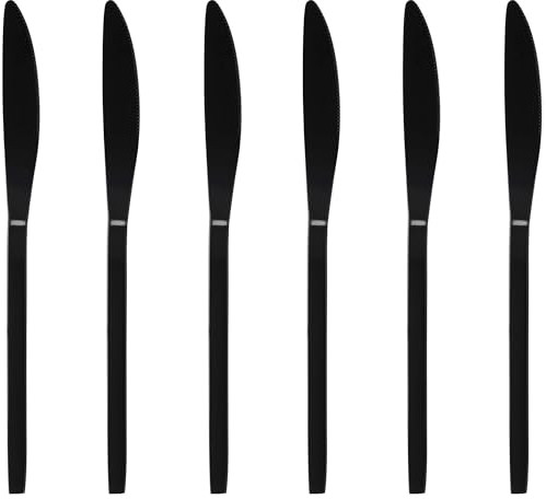 GRÄWE Dessertmesser, schwarz, 6 Stück, spülmaschinengeeignet, Besteck für Nachtisch, kleine Tafelmesser, titanbeschichtet, Nachtischmesser, Serie Lissabon