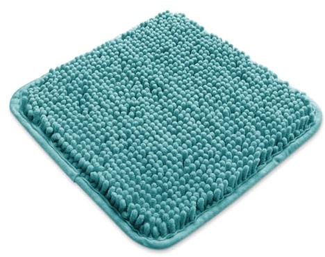 Yeaban Petits tapis de bain 30x30 cm – Épais tapis de bain en chenille | Tapis de bain absorbant et lavable antidérapant, tapis moelleux et doux pour salle de bain, douche, lavabo (Teal)