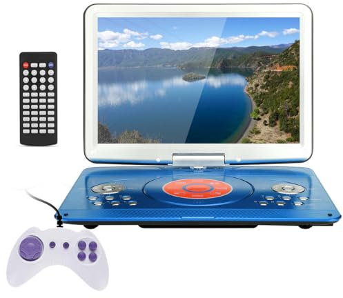 XLTEAM Portable DVD Player, 14.1'' Large Swivel Screen with Remote Controller, Built-in Dual Speakers, Sync TV, Support USB SD Card, for Home Car Outdoor