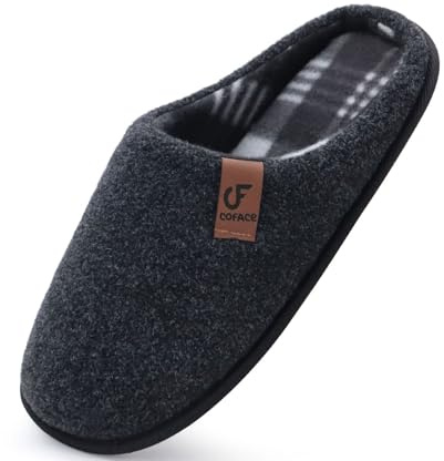 COFACE Mens Cozy Memory Foam Slippers Casual Warm Slip On House Shoes