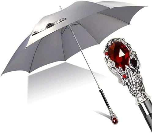 DEEDAV Golfschirme Regenschirm Silber Rubinform Langer Griff Gentleman British Sun Umbrella Automatischer Zweizweck-Unisex-Regenschirm Familien Regenschirm (Color : Q)