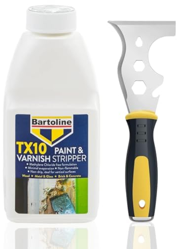 Paint Stripper 500ml + 13-in-1 Scraper Tool | Heavy Duty Gel Removes Paint from Wood, Metal & Concrete | Multi-Tool Set for DIY & Trade Use | Bartoline TX10 | Paint Removal Kit