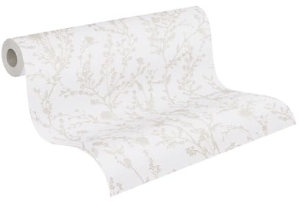A.S. Création Tapete Floral Hellgrau Weiß - Wandtapete 395462 - hochwertige Vliestapete für Schlafzimmer - 10,05m x 0,53m - Made in Germany