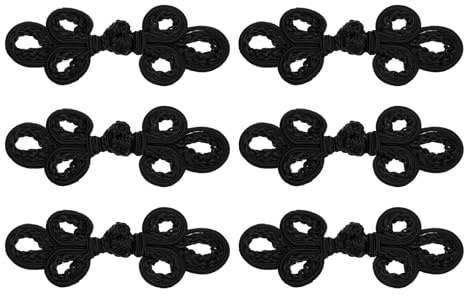 QUARKZMAN 6 Paar chinesische Knoten-Froschknöpfe Verschluss Schwarz Nähen Knöpfe Verschlüsse für DIY-Nähen Mäntel Umhänge Pullover Brautkostüm Outfit