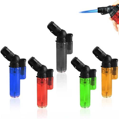 5 mecheros Jetflame: gas rellenable, encendedor con llama de chorro, llama de tormenta, mini gas para la cocina, camping