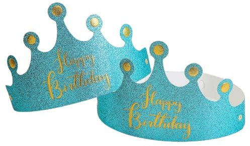 Wambere 12 Stück Papierkronen Faltbarer Geburtstags Partyhut Verstellbarer Papier Partyhüte Geburtstagskrone Dekorative Kuchenhüte Tortenmützen Geburtstagskuchenhut für Party Foto Requisiten,Blau