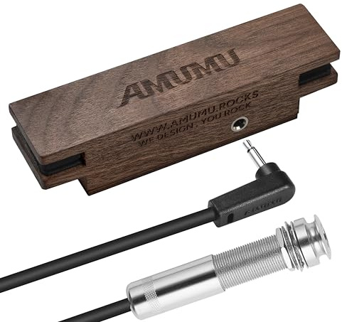AMUMU SP31WN Schallloch-Tonabnehmer aus Walnussholz, magnetisch, für Akustikgitarren mit Stahlsaiten, Einzelspule, passiv, batteriefrei, klarer und ausgewogener akustischer Ton