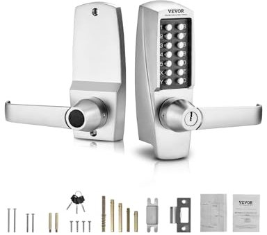 VEVOR Serratura Meccanica Senza Chiave, Serratura Meccanica con 14 Chiavi, Serratura Meccanica con Tastiera Maniglia, Serratura per Cancello Senza Chiave Impermeabile in Acciaio Inox, Garage Esterno