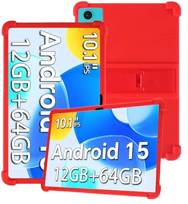 Silicone Tablet Case for Freeski UKA10L 10.1 inch Android 16 Tablet with Full Coverage, Shockproof, Anti-scratch, Adjustable Stand, and Soft Silicone Cover,Red