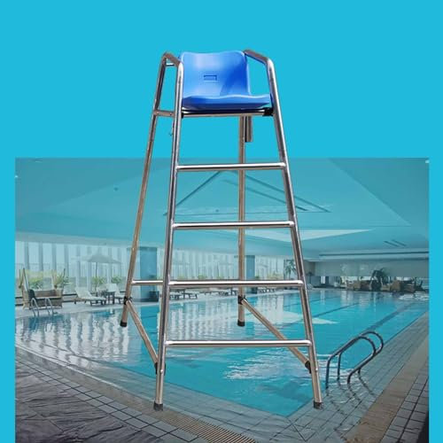 Generisch Poolleitern Rettungsstuhl, Rettungsschwimmerstuhl aus Edelstahl 304 für Aufstellpools, öffentliche und Private Pools, hohe Rettungsschwimmerstühle mit Armlehne und Fußstütze, lebensrettende