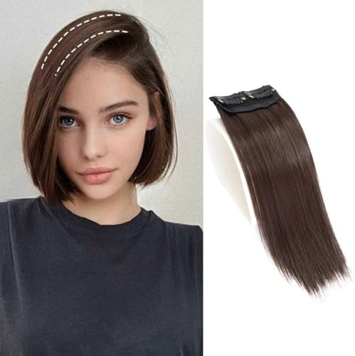 XFSRG Clip in Extensions Echthaar One Piece Haarverlängerung Invisible Clip in Extensions Natürliches Weiches Synthetisches für Frauen（Braun）