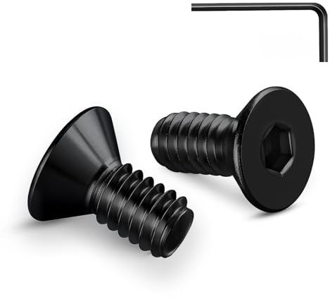 Zuyya 20 Stück Senkkopfschrauben M4 x 12 mm Innensechskant Antrieb Schwarze Schrauben Edelstahl A2 V2A Senkschrauben Vollgewinde mit Innensechskantschlussel