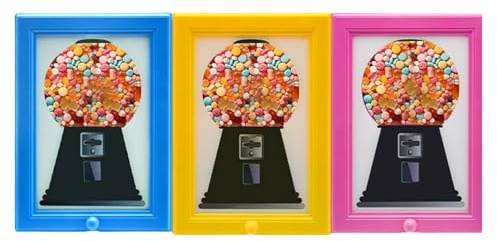 Candy Dispenser Picture Frame, Hanging Handy Candy Frame Dispenser Gumball Machine in a Frame, Fast Distribution Candies, Nuts, Dog & Cat Treats, Suitable for Birthday & Holiday Gifts (3PCS)