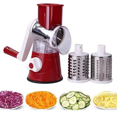 WUYIXUAN Rotary Cheese Grater & Vegetable Shredder, 3-in-1 Manual Cheese Grater with Stainless Steel Blades, Handheld Carrot Shredder, Nut and Chocolate Grinder for Kitchen