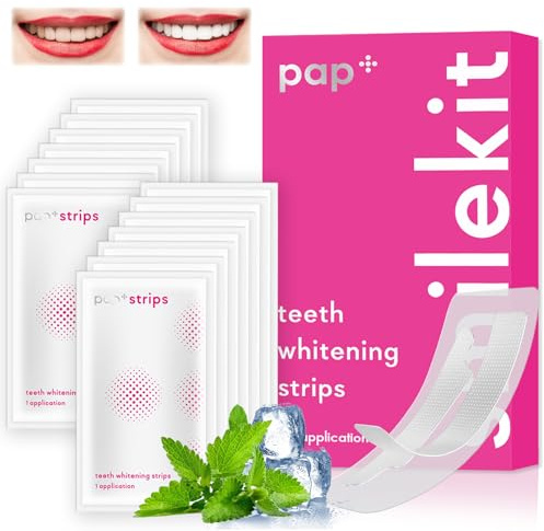 Kit de Blanchiment des Dents, 28 Pièces Bande blanchiment Dentaire, Kit de Blanchiment des Dents Efficace, Améliore les taches, Goût frais, Pour Fumer/Café (rose)