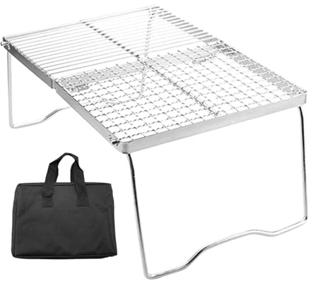 Haodream Table de barbecue en acier inoxydable avec pieds, tables de camping, tables de camping, table de barbecue pliable pour l'extérieur, support de camping, étagères de cuisinière
