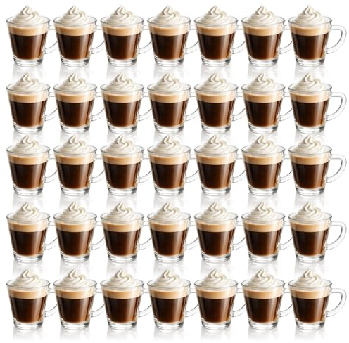 com-four® 36x vasos de espresso de vidrio de borosilicato resistente al calor, 70 ml, vasos para café duraderos, aptos para lavavajillas y microondas (Transparente - 70ml - 36 piezas)