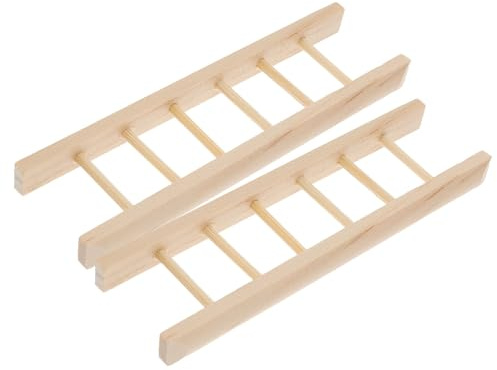 TOYANDONA 2pcs Miniature Wooden Ladder Dollhouse Accessories Micro Landscape Model Decoration for Fairy Garden and Dollhouse Furniture
