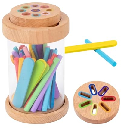 Spielzeug – Spielzeug aus Holz – Farbsortierung von Holzstäben | Lernset für die Vorschule, um die Feinmotorik von Kleinkindern, und Mädchen zu entwickeln,