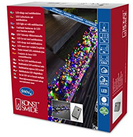 Guirnalda de luz LED Micro Konstsmide clústers, con 8 funciones, mando y función de memoria, 580 diodos de luz blanca cálida, 24 V transformador exterior, cable negro 3791-500